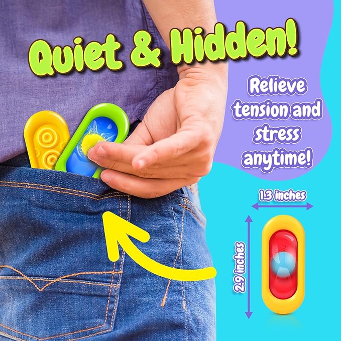 Sensory Marble Fidget for Kids Adults- 12 Pcs Gel Filled Autism Sensory Toys, Texture Quiet Fidget for Student Classroom Prize, Silent Stress Squishy Worry Stones, Travel Road Trip Activities