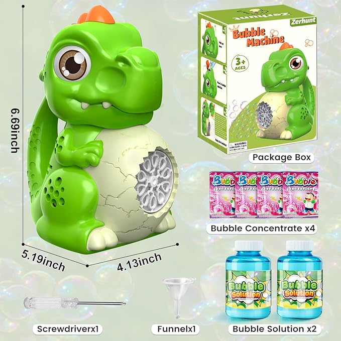 Automatic Bubble Machine Dinosaur Toys: T-Rex Bubbles Gun for Kids & Toddlers - Outdoor Party Play Bubble Toy - Idea Gift for Easter, Birthday, Christmas