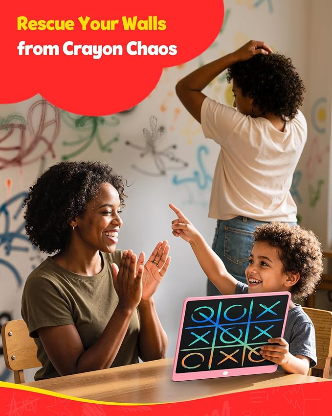 TEKFUN LCD Writing Tablet for Adults, Large Doodle Board, 16 Inch Colorful Drawing Tablet Writing Pad, Toddler Toys for 3 4 5 6 7 8 9 Year Old Girls Boys Teen, Birthday Gifts for Kids (Pink)