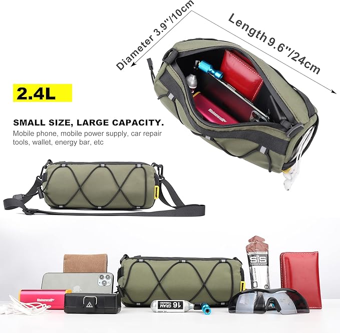 Rhinowalk Bike Handlebar Bag, Bicycle Front Bag Shoulder Bag Storage Bag with Shoulder Strap for Road Mountain Bike Cycling Travel