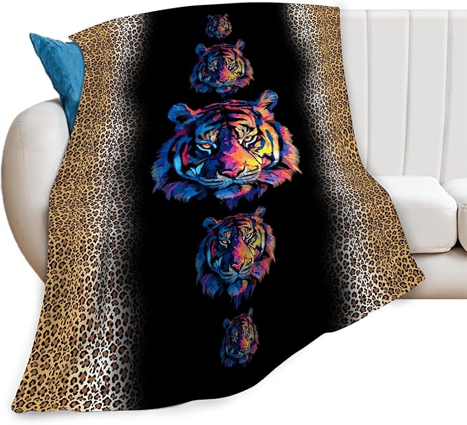 Tiger Throw Blanket Tiger Stuff Gifts for Kids Girls Boys Adults Women Men Soft Cozy Warm Plush Fluffy Fuzzy Fleece Blanket Decor 50''X60''