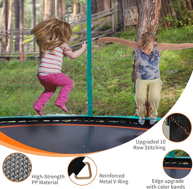 Trampoline Mat Replacement，Fits 14ft Frame, with72/80/84/88/96 Rings for Choose,Fits 5.3"-8.5" Springs, Trampoline Mat Diameter 11.97ft-12.56ft，Spring and Frame not Included