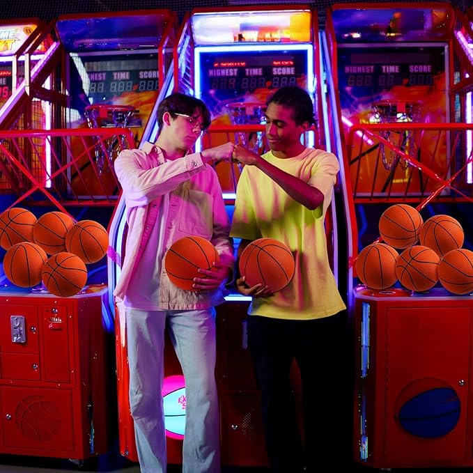 Vinsot 8 Pack Mini Rubber Basketballs Set 7 Inch Mini Hoop Basket Ball with Air Pump for Beginner Basketball Arcade Games Indoor Outdoor Pool Party Favors(Orange)