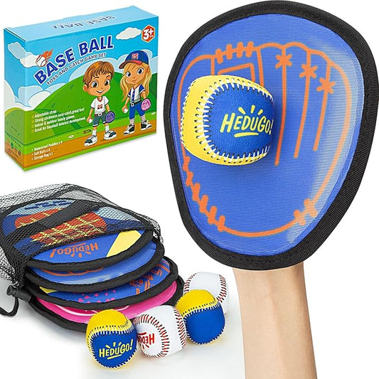 Ball and Catch Game Toss and Catching Ball Set Outdoor Toys for Kids at The Beach, Yard, Lawn Pool or Park Outside Games 4 Paddles 4 Balls Family Games for Kids and Adults Baseball Toys Gifts