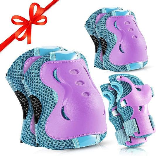BOSONER Knee Pads for Kids Roller-Skating: Adjustable Protective Gear Set Knee Elbow Pads Wrist Guards for Bike Cycling Skateboarding Scooter Gifts 3-8/9-15 Years Boys Girls