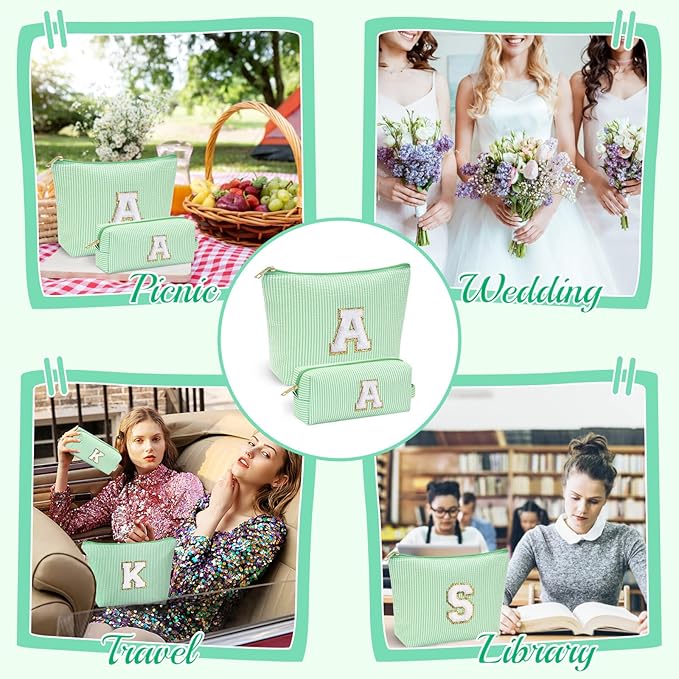 YOOLIFE Cute Makeup Bag for Girls Women - Teenager Girl Gift Ideas | Initial Make Up Bag | Personalized Gifts for Women Friends | Skin Care Bag | Mothers Day Gifts | Tween Girls Trendy Stuff J