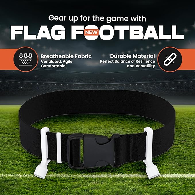 Gameday Flag Football Set – Kits for 2–14 Players w/Belts, Agility Cones & Carry Bag – Available in Multi Colors & Sizes