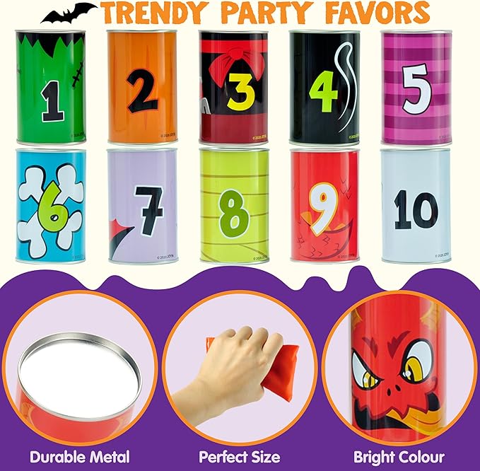 JOYIN 13 Pcs Halloween Carnival Can Bean Bag Toss Games for Kids & Adults Trick or Treat Decoration, Home Decor Party Favors Supplies, Homeschooling Backyard Game