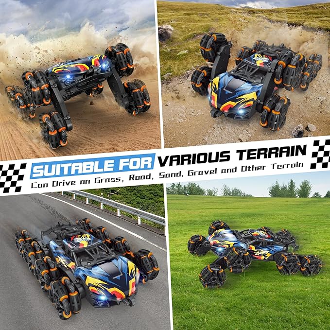 8WD Gesture Sensing RC Stunt Car Toys for Boys Age 8-12, 2.4GHz Hand Controlled Remote Control Car with Light & Music & Spray, Cool Christmas Birthday Present Gifts for Kids 6 7 8 9 10 11 12 Years Old