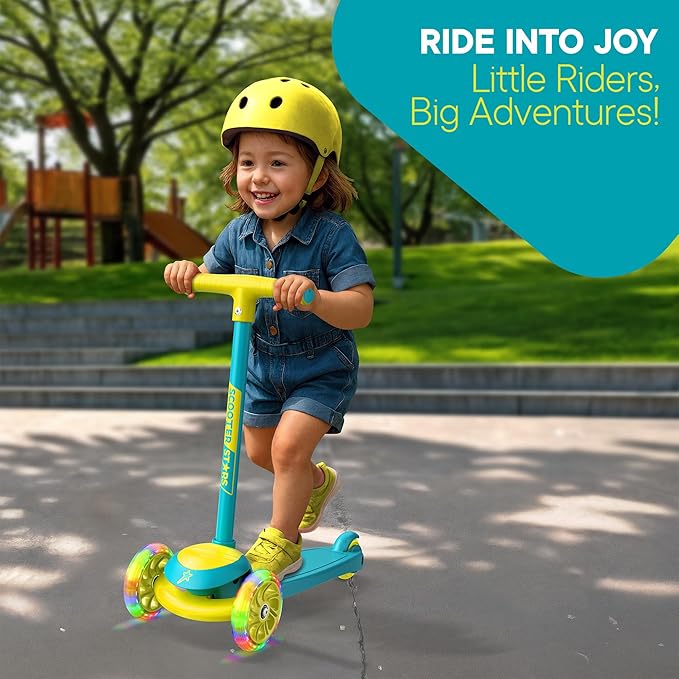 3 Wheel Scooter for Kids, Smooth Light Up LED Front Wheels, Wide Anti Slip Deck, Rear Foot Brake, Easy Lean to Steer Maneuvering, Indoor & Outdoor Ride On Toys for Ages 2 Up