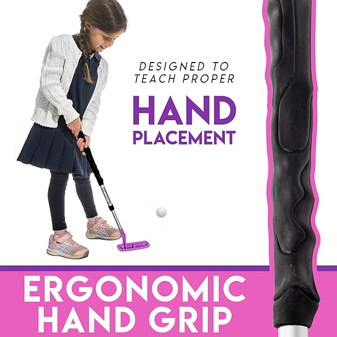 Franklin Sports Golf Set - Youth Adjustable Plastic Golf Club Set - Kids Golf Set with Bag & Balls - Adjustable Length Clubs For Toddlers - Pink