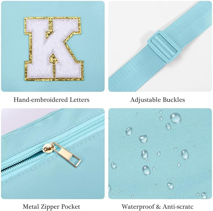 YOOLIFE Birthday Gifts for 4 5 6 7 8 9 10 11 12 13 14 Year Old Girls - Initial Fanny Pack Belt Bag Purse for Girls Teens Daughter Sister Niece, Personalized Trendy Stuff for Teen Girl Kids | Blue F