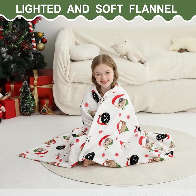 Softan Kids Throw Blanket for Girls & Boys, Warm Soft Toddler Fleece Blankets for Sofa Couch Bed， Cozy Fuzzy Plush Flannel Kids Throw Blanket for Daycare & School - Cat 50x60 inches