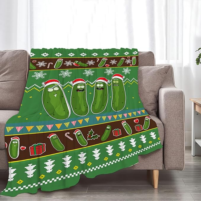 Pickle Blanket Funny Pickles Lovers Gift for Girls Boys Men Women Flannel Fleece Christmas Throw Blanket Cozy Plush Ultra Soft Fuzzy Party Blankets for Bed Couch Sofa 60"X50"