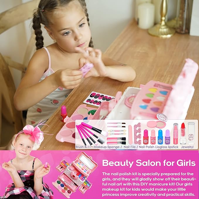Kids Makeup Sets for Girls - Kids Makeup Sets for Girls 5-8, Maquillaje para Niñas, Play Make Up Kit, Best Toys for Little Girl,Princess Toddler Kid Stuff, Ages3456789 10 Year Old Girl Birthday Gifts