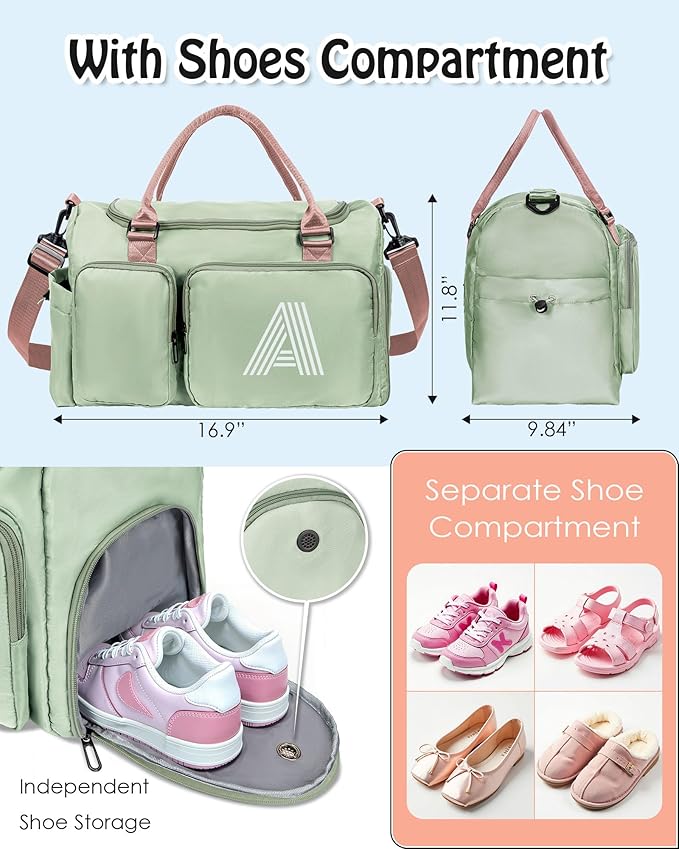 Duffel Overnight Bag, Teens Gifts for Girls Boys, Initial Travel Duffel Bag, Sports Gym Bag, Birthday Gifts for 3 4 5 6 7 8 9 10 11 12 13 Year Old Girls, Gifts for Friends women Women