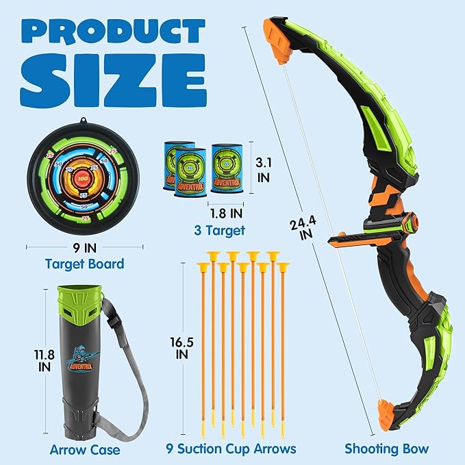 JOYIN Kids Bow and Arrow Set with LED Flash Lights, Outdoor Archery Set Toy Gift for Boys and Girls Ages 6-12 with Suction Cup Arrows, Target & Arrow Case, Great Birthday Gift for Kids/Children