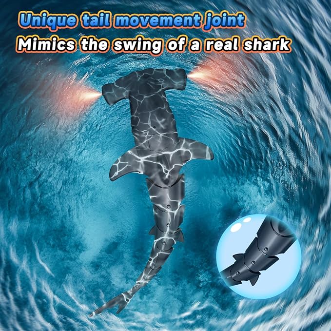 Remote Control Shark Toys High Simulation,Water Toys for Kids, High Simulation Shark for Pool & Bath, Ideal Gifts for Boys Ages 6+ (Gray)