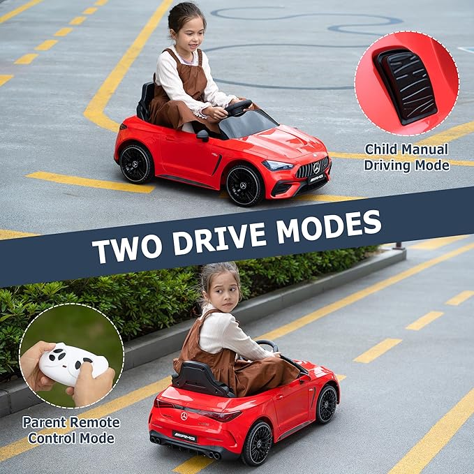 TOBBI Kids Electric Ride On Toy Car, Toddlers Battey-Powered Vehicle with Parental Remote Control/Soft Start/3 Speeds/Horn & LED for Children Ages 3-6 Years-Red