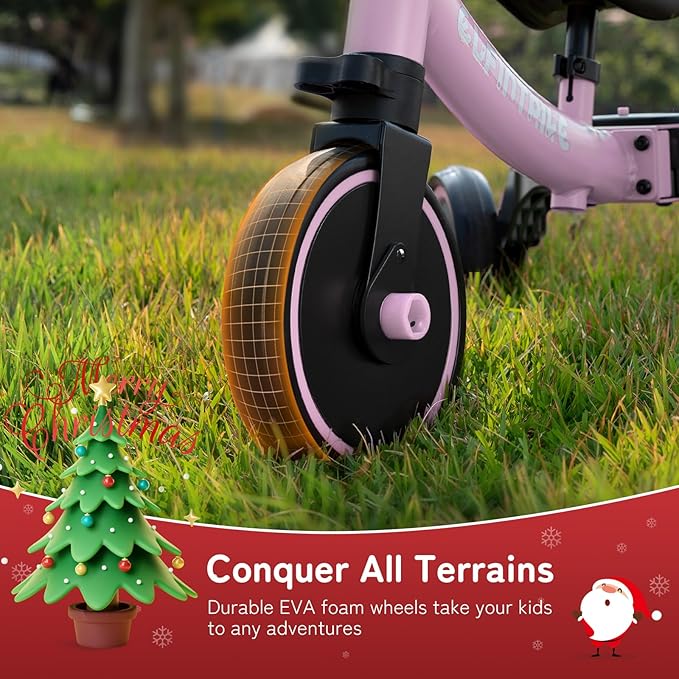 besrey 5 in 1 Toddler Bike for 1 Year to 4 Years Old Kids, Toddler Tricycle Kids Trikes Tricycle, Toys for Boy & Girl, Balance Training, Removable Pedals