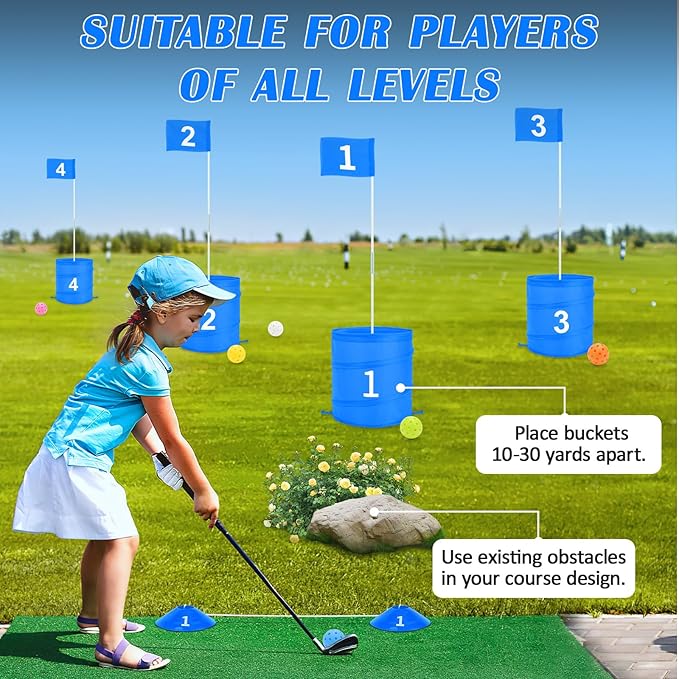 deAO Golf Yard Game Backyard Golf Games for Kids Adults, Portable 6 Holes Golf Course with Balls and Flag,Family Golf Gifts for Outdoor Indoor,Lawn, Park, Beach, Camping, Hotel (Blue)