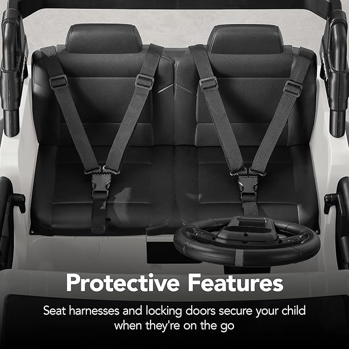 Best Choice Products Kids 24V 2-Seater Electric Ride On Car Truck w/ 132lb Weight Capacity, Parent Control, Bluetooth, LED Lights - White