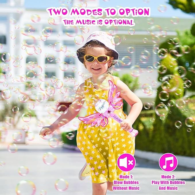 Princess Bubble Wand,Bubble Machine for Kids Girls,Music & Light Up Bubble Blower,Bubble Maker,Outdoor Party Birthday Bubble Toy for Toddlers, for Girls Age 3 4 5 6 7 8 Years Old.(Pink)