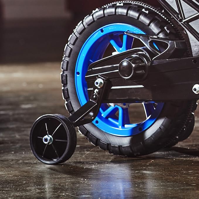 Huffy Ride On Motorcycle for Kids, Ideal for Ages 2-5 Years, 6V Rechargeable Battery, Training Wheels, Realistic Engine Sounds, Max Weight 65lbs, 2 MPH, Blue