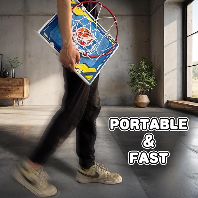 Indoor Mini Basketball Hoop - Over The Door Hoop for Bedroom & Office, Kids Boys Gift, Wall Mount & Door Hanging