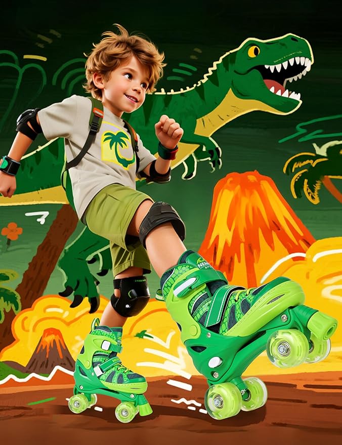 NEMONE Roller Skates for Boys Kids Ages 4-6 5-8 6-12 8-12 with 4 Sizes Adjustable Light up Wheels, Todder Beginner Rollerskates Indoor Outdoor Sports