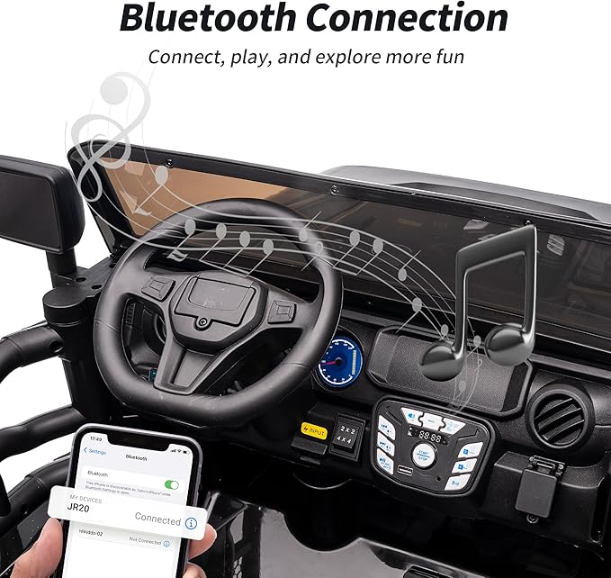 2 Seater Ride on Toy Car for Kids, 24V 4WD Ride-on Truck Kids Electric Car with Remote Control, 4x200W Motors - Black