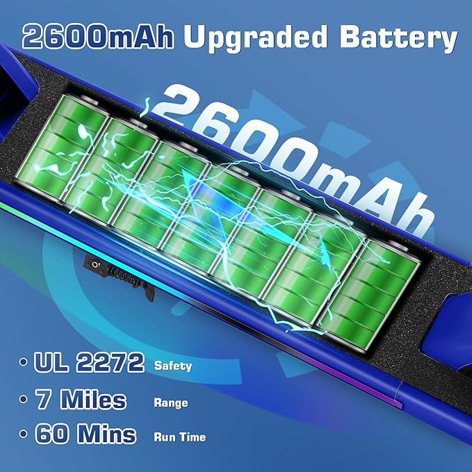 Caroma Electric Scooter for Kids Ages 6-14, 180W/150W Motor & 10 Mph, 85 Mins Ride Time, Adjustable Height & Speed, LED Display & Colorful Lights, Kids Electric Scooter, Best Gifts for Girls and Boy