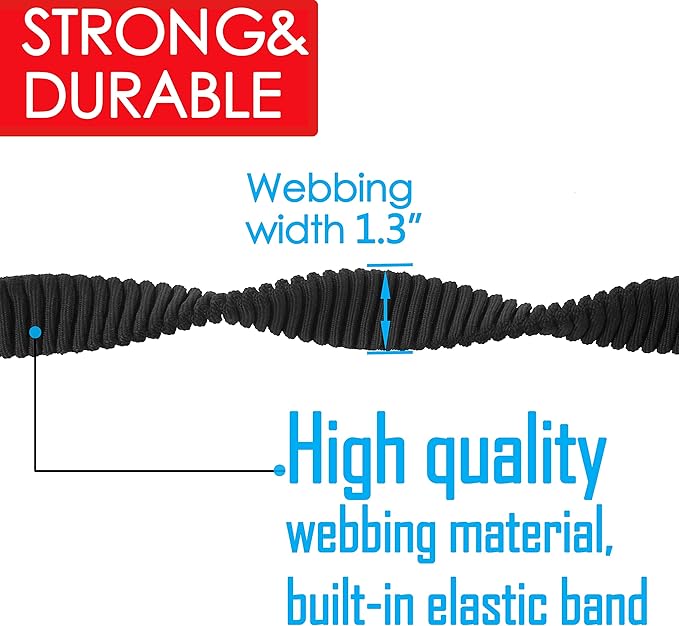 Bike Bungee Tow Rope, All Bicycle Leash for Kids Adult Long Trip MTB & Cycling Pull Strap (Black) AC429