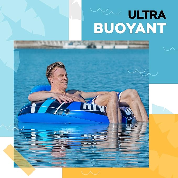 2025 New & Upgraded Sunlite Sports Heavy Duty River Tube Inflatable, Premium Water Float to Lounge Above Lake and River, Outdoor Water Raft Sport Fun, Recreational Use