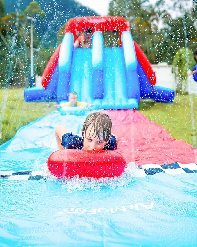 AirMyFun Inflatable Bounce House with Double Slide, Kids & Adults Water Slides for Outdoor Fun