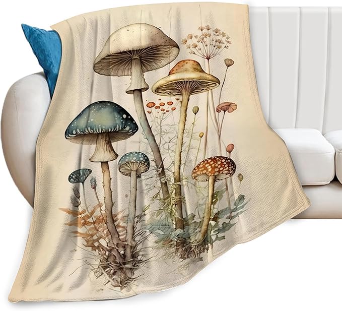 Mushroom Blanket Mushrooms Throw Blankets Plush Cozy Flannel Fleece Ultra Soft Fuzzy Party Blanket Gifts for Girls Women Kids Adult 50"X40"