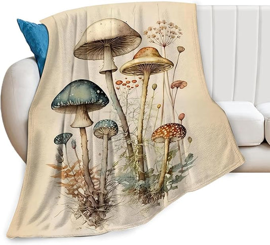 Mushroom Blanket Mushrooms Throw Blankets Plush Cozy Flannel Fleece Ultra Soft Fuzzy Party Blanket Gifts for Girls Women Kids Adult 50"X40"