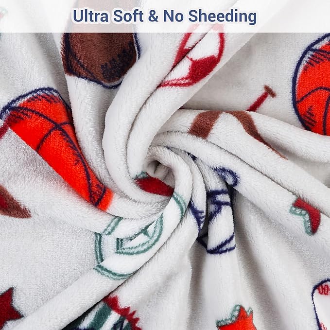 Viviland Kids Football Print Blanket, Warm Lightweight Plush Throw for Boys, 30" x 40"