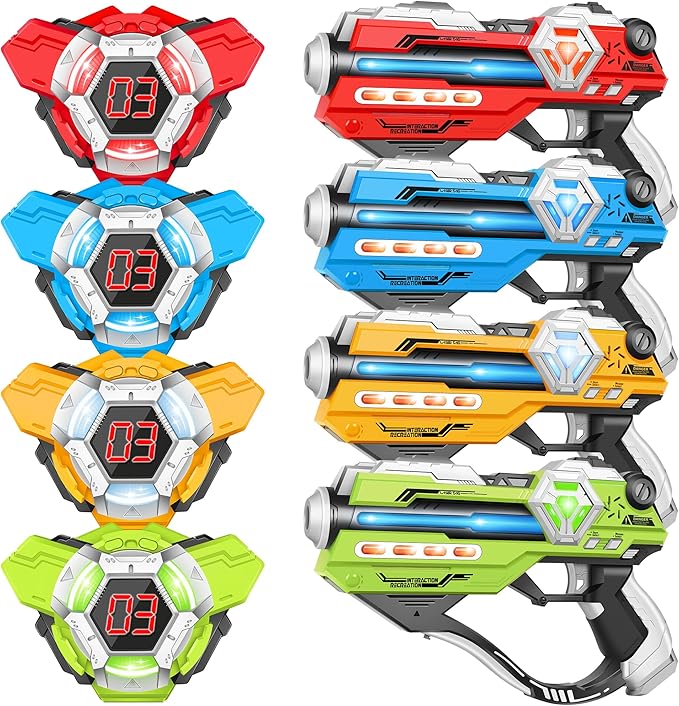 Tag Guns Set of 4 Laser Tag with Digital LED Score Display Vests for Teens, Family and Adults Fun,Birthday Gift Toys for Kids Ages 6 7 8 9 10 11 12+Year Old Boy & Girls
