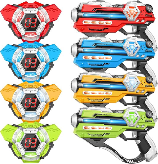 Tag Guns Set of 4 Laser Tag with Digital LED Score Display Vests for Teens, Family and Adults Fun,Birthday Gift Toys for Kids Ages 6 7 8 9 10 11 12+Year Old Boy & Girls