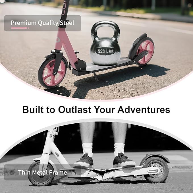 Kick Scooter for Kids 5-12, Teens, Foldable Lightweight Adult Scooter with 8 Inch Wheels, Max Load 240 LBS, Gift for Childs