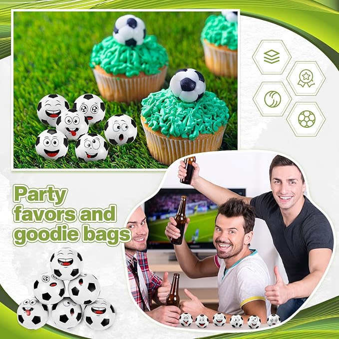 24 Pcs Mini Face Soccer Stress Balls for Boys Girls Fidget Toys Bulk Foam Balls for Stress and Anxiety Relief Balls for Party Favors Birthday Gift Decoration