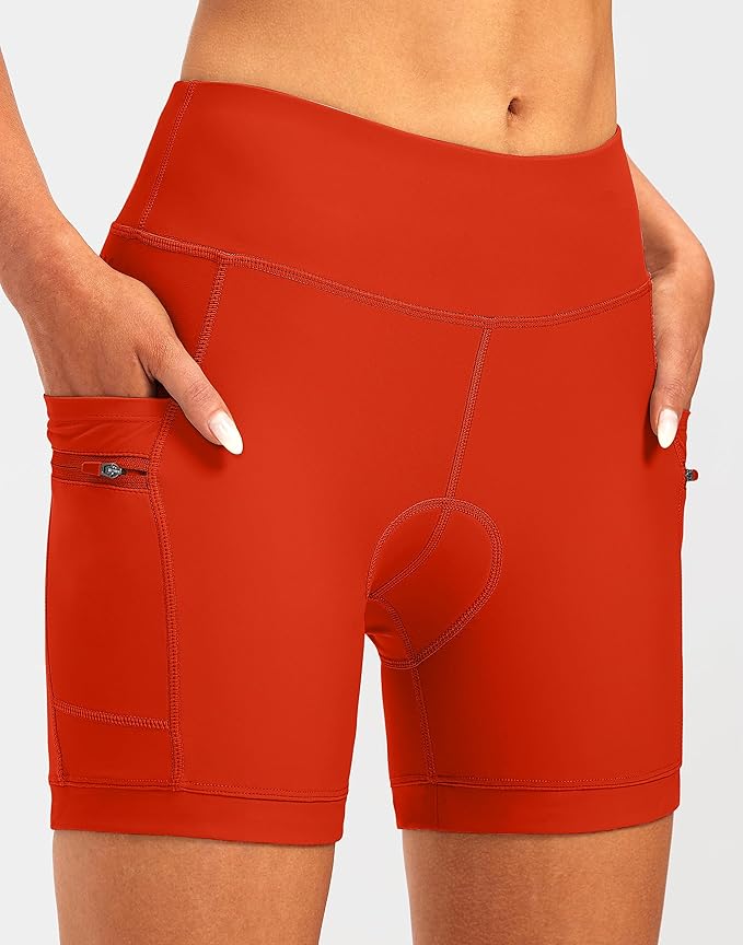Women's 4D Padded Bike Shorts 5"/7" Riding Underwear Cycling Bicycle Road Biking Cycle Shorts for Women Zipper Pockets