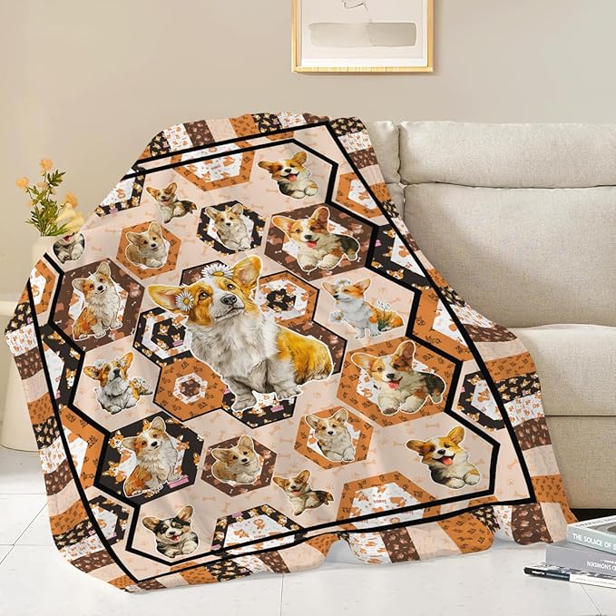 Corgi Throw Blanket Corgi Puppy Stuff Gifts for Dog Lover Kids Girls Boys Adults Women Men Soft Cozy Warm Plush Fluffy Fuzzy Fleece Blanket Decor 50''X60''