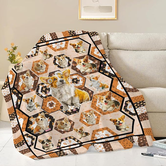 Corgi Throw Blanket Corgi Puppy Stuff Gifts for Dog Lover Kids Girls Boys Adults Women Men Soft Cozy Warm Plush Fluffy Fuzzy Fleece Blanket Decor 50''X60''