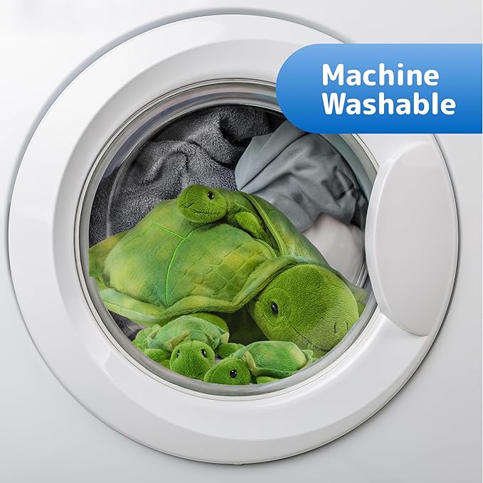 PREXTEX Plush Toys Turtle Stuffed Animal w/ 3 Baby Stuffed Turtle - Big Turtle with Zipper - 3 Little Baby Turtle Plush - Turtle Toys for Kids 3-5 - Turtle Toy - Thoughtful Gift for Turtle Lovers