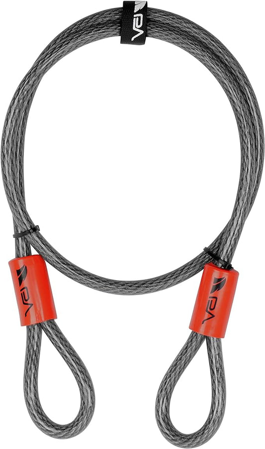 BV Heavy-Duty 4FT Security Cable Lock with Loops - 10mm (3/8 Inch) Cut-Resistant Braided Steel Cable - Versatile & Weatherproof - Security Chain for Padlock, Chain Lock, Wire Lock
