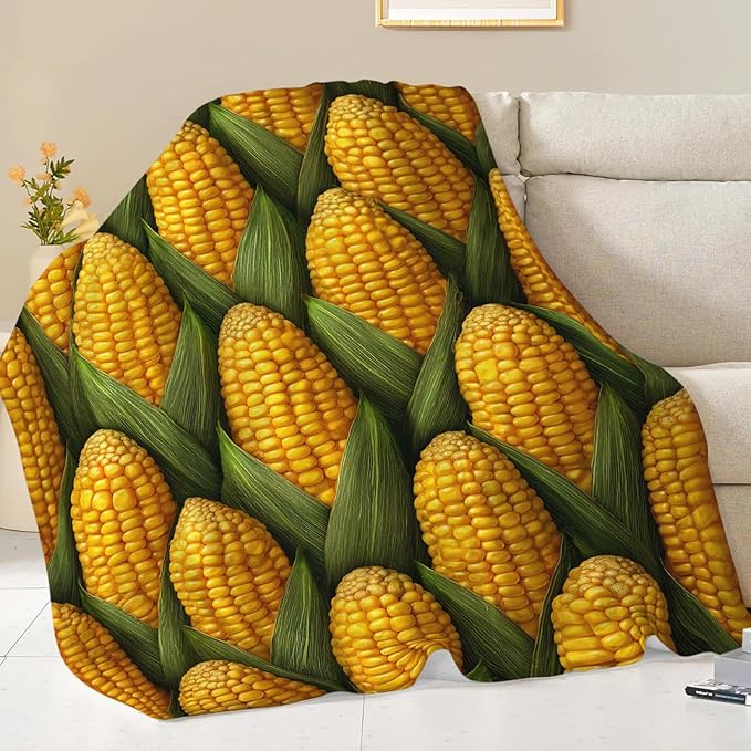 Corn Lover Blanket for Women Girls, Corn Flannel Throw Blanket, Cozy Fleece Soft Stuff Blankets Gift for Kids Couch Sofa Bed 50" x 40"