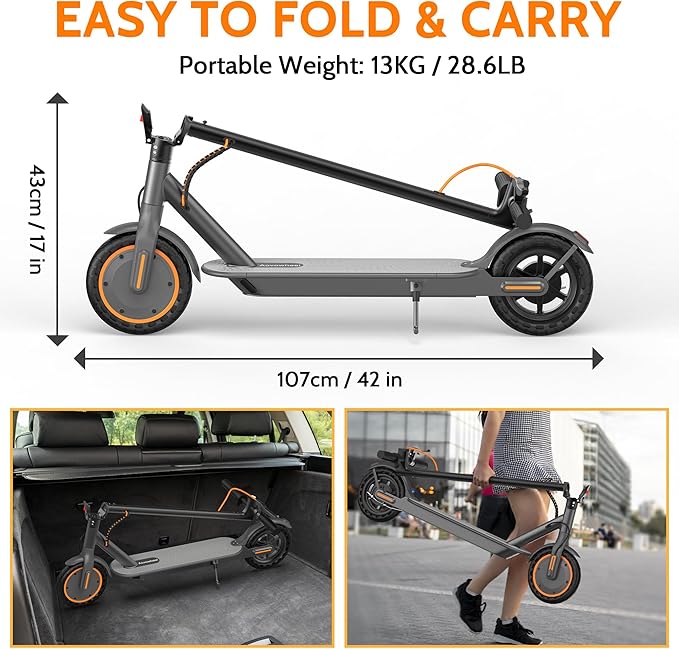 Electric Scooter for Adults, Folding E Scooter with 350W/500W Motor 16/21 Mph Top Speed, Max 19-23 Miles Long Range, 8.5''/10'' Solid Tires Commuting Scooters with Dual Brakes System, APP
