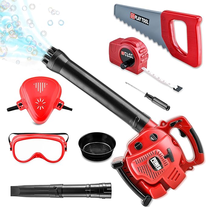 Bubble Leaf Blower for Toddlers - Upgrade Kids Bubble Machine with Gardening Tool Set Toy Leaf Blower, 2 in 1 with Extra Bubble Blower Kit Outdoor Summer Hoilday Party Toys for Boys Girls Age 3 4 5+
